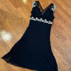 Vintage Y2K 100% Silk Dress Black Lace Mesh Halter Dress Silk Slip Dress